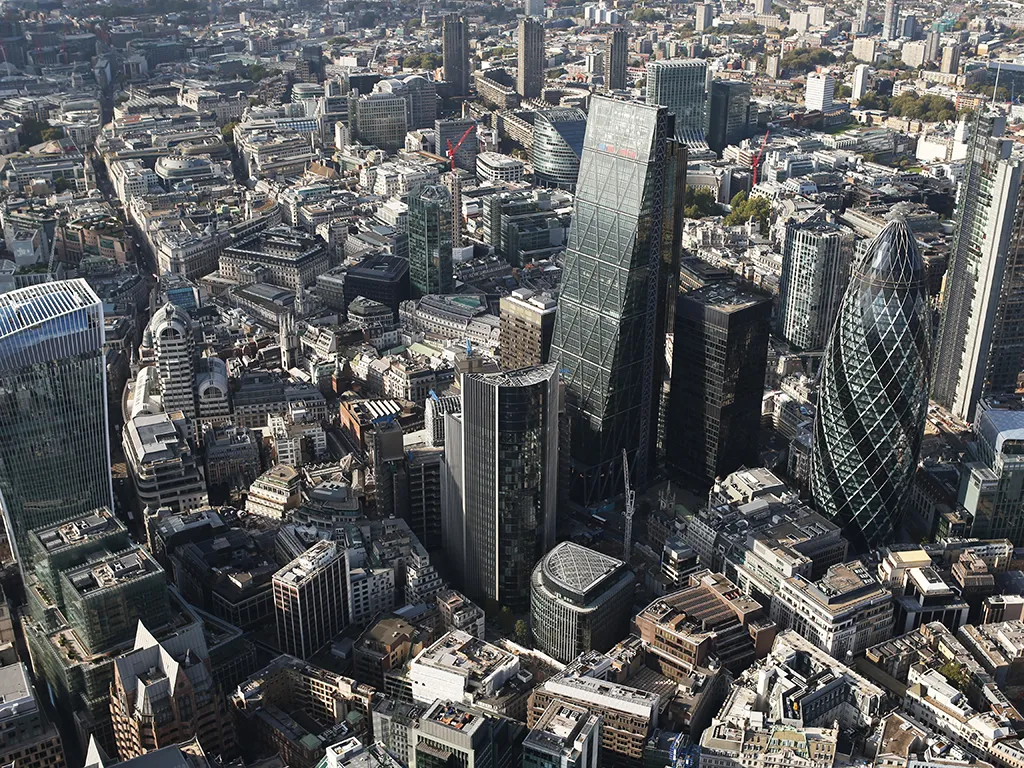Aerial view of the City of London